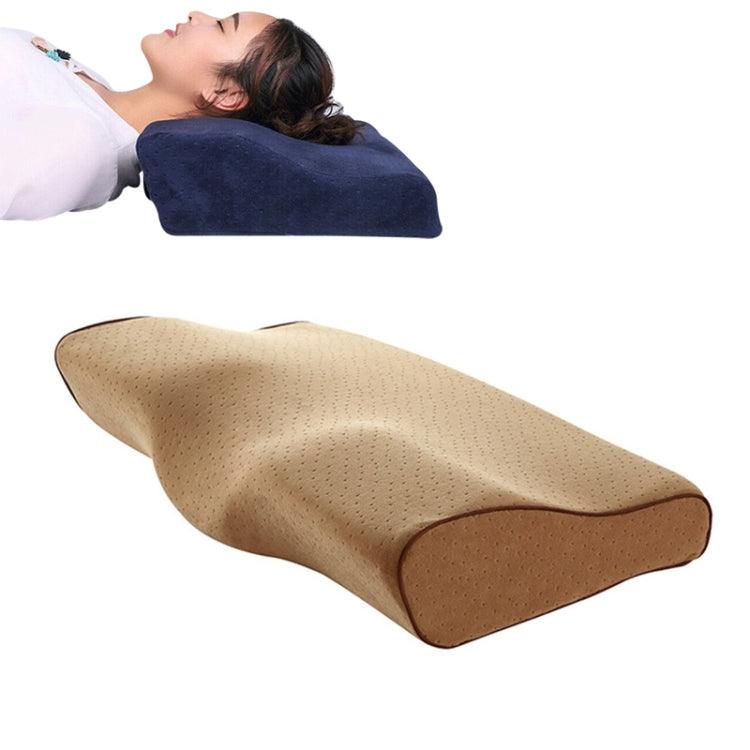 Ergonomic Butterfly-Shaped Cervical Support Pillow for Enhanced Sleep and Pain Relief Velvet Camel Color 62x34x12x6cm