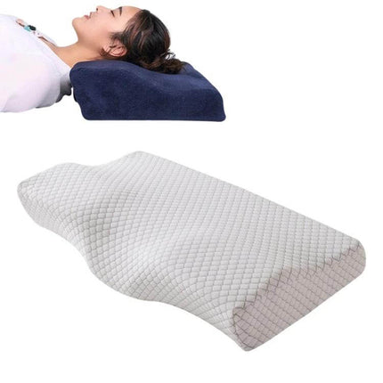 Butterfly Shape Memory Foam Cervical Pillow 50x30x10x6cm Neck Support - contoured memory foam for cervical pain relief and side sleeping alignment