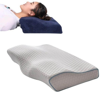Butterfly Shape Memory Foam Cervical Pillow 50x30x10x6cm Neck Support - contoured memory foam for cervical pain relief and side-sleep alignment