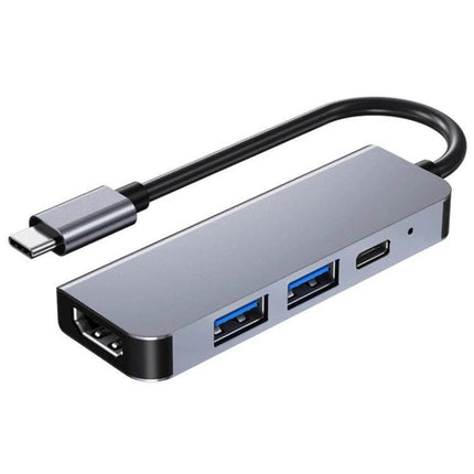 BYL USB-C Docking Station for Expanding Device Connections slim aluminum hub with HDMI, two USB-A and USB-C ports for laptop