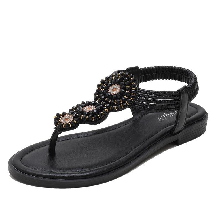 Ladies Bohemian Flat Beach Sandals for Summer Seaside Wear