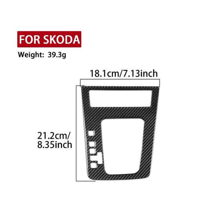 Skoda Octavia Gear Shift Panel Trim Sticker for Left Hand Drive - genuine carbon fiber trim overlay 18.1x21.2cm, self-adhesive, 2017-2021 models