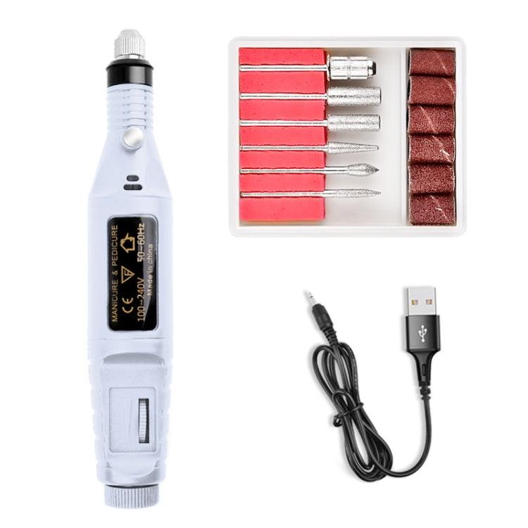 Portable Mini Electric Nail File and Polisher with USB Connectivity USB White USB White