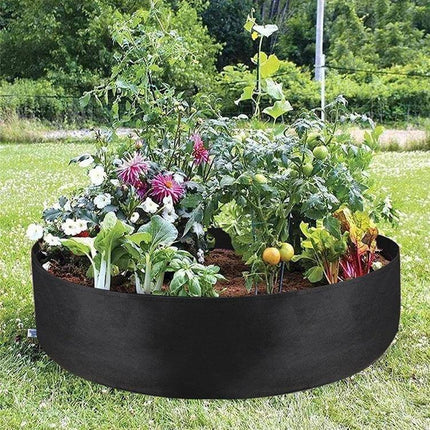 Felt Planting Barrel Bag For Indoor Plants 80x30cm black round felt planter filled with flowers and vegetables outdoors