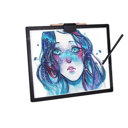 A3 Size LED Tracing Light Box for Calligraphy, Animation, and Design Work showing illuminated A3 artwork with adjustable brightness and pen