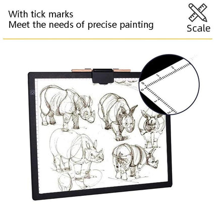 A3 Size LED Tracing Light Box for Calligraphy, Animation, and Design Work with scale tick marks for precise tracing and adjustable brightness