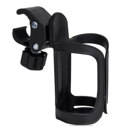 Stroller Cup Holder And Bottle Rack With 360 Degree Adjustability - black adjustable stroller cup holder and bottle rack, lightweight compact 14x7cm