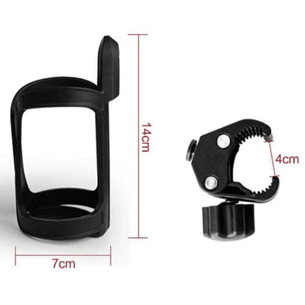 Stroller Cup Holder And Bottle Rack With 360 Degree Adjustability lightweight black holder and clamp, 14x7cm, fits stroller tricycle bicycle frames