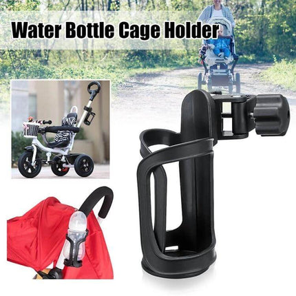 Stroller Cup Holder And Bottle Rack With 360 Degree Adjustability lightweight black cup holder for strollers, tricycles and bicycles, adjustable clamp