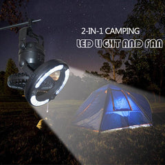 Portable 2-in-1 Camping Light & Fan with 18 LEDs and Adjustable Brightness