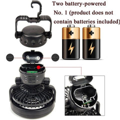 Portable 2-in-1 Camping Light & Fan with 18 LEDs and Adjustable Brightness