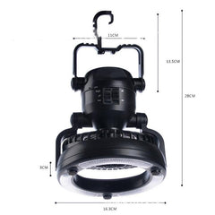 Portable 2-in-1 Camping Light & Fan with 18 LEDs and Adjustable Brightness