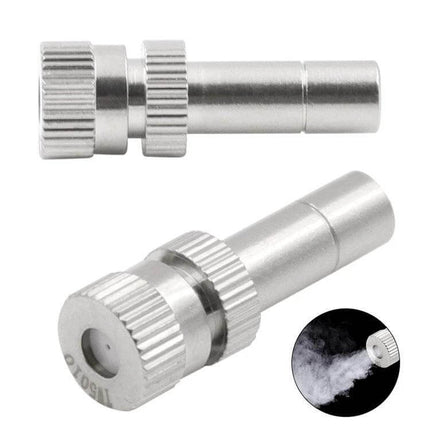 Fog Misting Nozzle 0.2mm For Humidifying And Dust Control — copper galvanized fine mist nozzle 27×6mm for greenhouse humidification, dust control, plant misting
