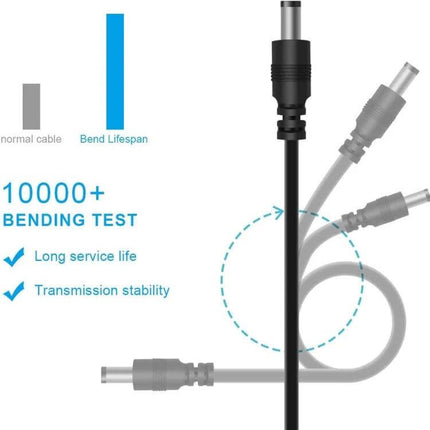 Versatile USB Charging Cable with Multiple Interchangeable Plugs showing durable 10000+ bending test and interchangeable plug connectors