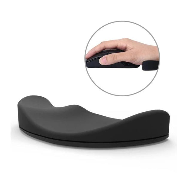 Ergonomic Silicone Wrist Rest for Right-Hand Mouse Use, Black - contoured silicone palm support for right-handed mouse users