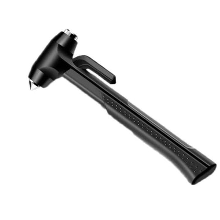 Car Emergency Hammer for Window Breaking and Seat Belt Cutting - black safety hammer with sharp tip and seatbelt cutter