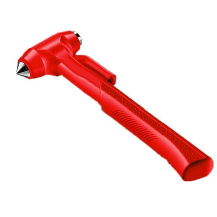 Car Emergency Hammer for Window Breaking and Seat Belt Cutting - red safety hammer with pointed tip and seatbelt cutter