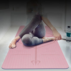 Dual-Color TPE Yoga Mat with Body Alignment Guide - BSJ002 Fitness Mat