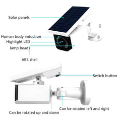 Solar-Powered LED Security Camera Lamp with Human Motion Detection and Waterproof Design