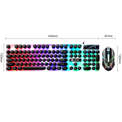 LIMEIDE GTX300 Wired Keyboard and Mouse Set with Retro Key Caps showcasing round retro keycaps, RGB backlight and wired gaming mouse
