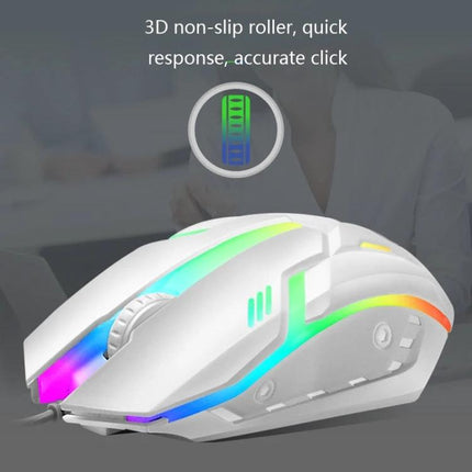 LIMEIDE GTX300 Wired Keyboard and Mouse Set with Retro Key Caps - white RGB gaming mouse with 3D non-slip roller and quick response