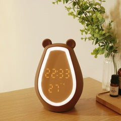 Cute Bear Bluetooth Alarm Clock with LED Night Light and USB Charging for Kids