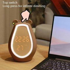 Cute Bear Bluetooth Alarm Clock with LED Night Light and USB Charging for Kids