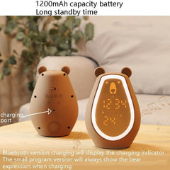 Cute Bear Bluetooth Alarm Clock with LED Night Light and USB Charging for Kids