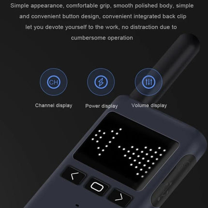 KSUN Outdoor Mini Walkie Talkie for Reliable Communication compact dark unit with LED channel, power and volume display and ergonomic grip