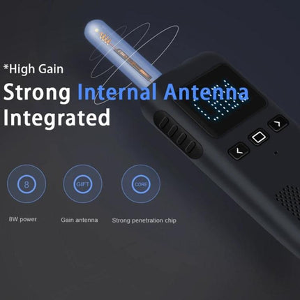 KSUN Outdoor Mini Walkie Talkie for Reliable Communication — compact black walkie with strong internal antenna and intuitive controls
