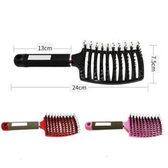 Curly Hair Massage Comb with Retro Boar Bristles and Ergonomic Design