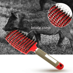 Curly Hair Massage Comb with Retro Boar Bristles and Ergonomic Design