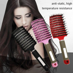 Curly Hair Massage Comb with Retro Boar Bristles and Ergonomic Design