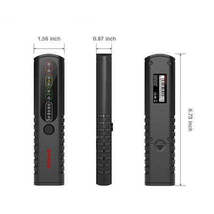 EDIAG Tool for Checking Brake Fluid in Daily Vehicle Inspections compact handheld tester showing front side, profile and back with dimensions