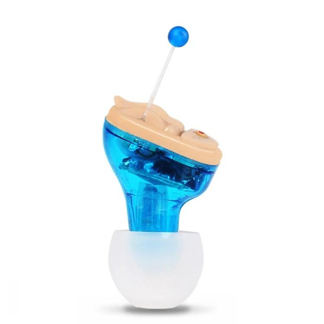 Hearing Aid for Everyday Sound Amplification, Blue or Red Option lightweight blue open-fit silicone hearing aid for conversations and TV