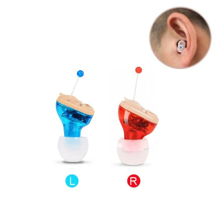 Hearing Aid for Everyday Sound Amplification, Blue or Red Option - Lightweight silicone open design left and right ear aids