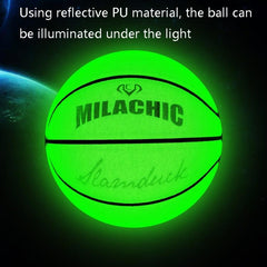 Holographic Reflective Fluorescent Green Basketball for Adults - MILACHIC Size 7