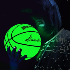 Holographic Reflective Fluorescent Green Basketball for Adults - MILACHIC Size 7