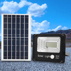 Remote-Controlled Solar Flood Light for Outdoor Use - Waterproof and Sensor-Enabled Wall Illumination