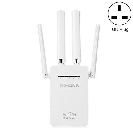 PIX-LINK Mini WiFi Range Extender for Home Networks white compact wall plug WiFi extender with four antennas for eliminating dead zones