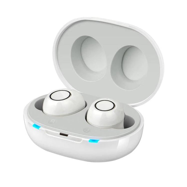 Hearing Aid for Seniors with Portable Design in Black - lightweight ABS rechargeable earbuds style hearing aid in compact charging case
