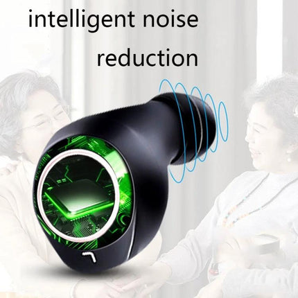 Rechargeable Binaural Hearing Aid for Everyday Conversations compact black earbud showing intelligent noise reduction and circuit design