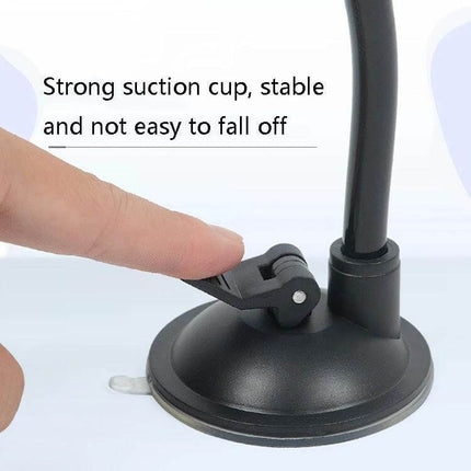 Car Windshield Phone Holder With Automatic Lock Black showing strong suction cup and one-handed mount for secure windshield attachment