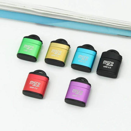Compact Micro SD Card Reader for Computers, Phones, Cars, and Speakers - colorful USB 2.0 microSD card readers for photo transfer, music streaming, high-speed 480Mbps