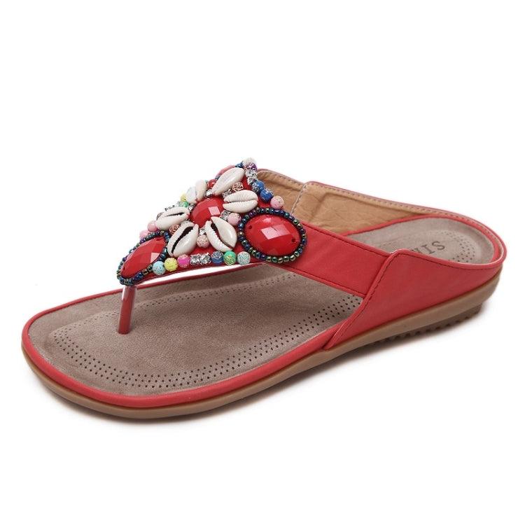 Ladies Beachy Bohemian Beaded Sandals with Shell Accents