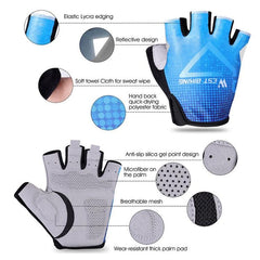 WEST BIKING Summer Half Finger Cycling Gloves - Breathable & Reflective Outdoor Riding Gloves