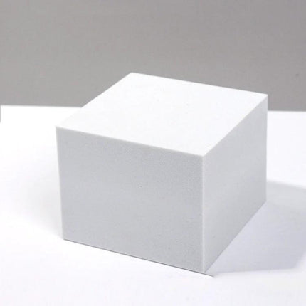 Geometric White Cube Photo Props Set for Photography Sessions - single white polymer foam cube prop for product photography