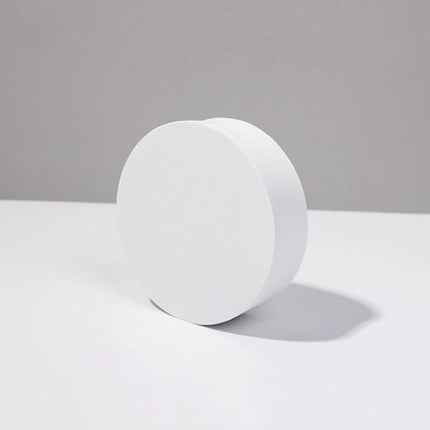 Geometric White Cube Photo Props Set for Photography Sessions - white circular cube prop in clean studio setup