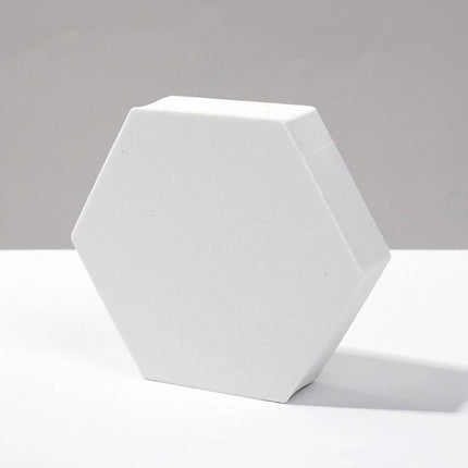 Geometric White Cube Photo Props Set for Photography Sessions – white polymer foam hexagonal cube prop for product photography