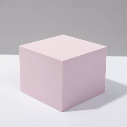 Geometric White Cube Photo Props Set for Photography Sessions showing a single pink polymer foam cube prop on neutral background